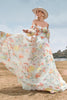 Load image into Gallery viewer, Charming A Line Sweetheart Ivory Floral Sweep Train Bridal Dress with Sleeves