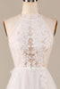 Load image into Gallery viewer, Tulle Open Back Sweep Train Ivory Wedding Dress with Lace