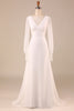 Load image into Gallery viewer, Open Back Ivory Wedding Dress with Long Sleeves