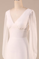 Load image into Gallery viewer, Open Back Ivory Wedding Dress with Long Sleeves