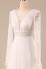 Load image into Gallery viewer, Tulle A-Line Long Sleeves Ivory Wedding Dress with Lace