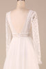 Load image into Gallery viewer, Tulle A-Line Long Sleeves Ivory Wedding Dress with Lace