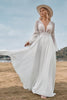 Load image into Gallery viewer, A-Line Long Sleeves Ivory Wedding Dress with Lace