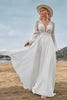 Load image into Gallery viewer, A-Line Long Sleeves Ivory Wedding Dress with Lace