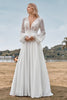 Load image into Gallery viewer, A-Line Long Sleeves Ivory Wedding Dress with Lace