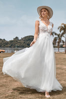 Load image into Gallery viewer, Sparkly Tulle Ivory Long Wedding Dress with Beading
