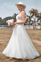 Load image into Gallery viewer, Sparkly Tulle Ivory Long Wedding Dress with Beading