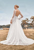 Load image into Gallery viewer, Open Back Long Sleeves Ivory Wedding Dress with Appliques