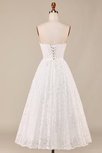 A-Line Sweetheart Lace Corset Wedding Dress