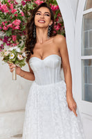 Load image into Gallery viewer, A-Line Sweetheart Sleeveless Lace Corset Wedding Dress