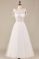 Load image into Gallery viewer, Tulle Spaghetti Straps Ivory Corset Wedding Dress
