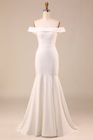 Load image into Gallery viewer, Mermaid Off The Shoulder Ivory Bridal Dress with Bownot