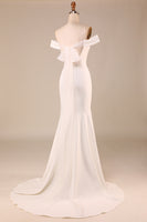 Load image into Gallery viewer, Mermaid Off The Shoulder Ivory Bridal Dress with Bownot