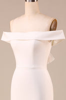 Load image into Gallery viewer, Mermaid Off The Shoulder Ivory Bridal Dress with Bownot