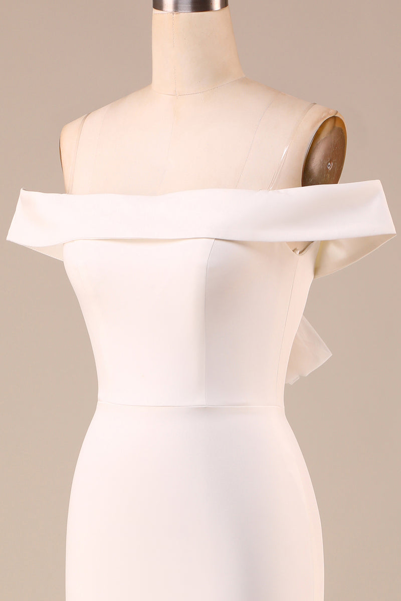 Load image into Gallery viewer, Mermaid Off The Shoulder Ivory Bridal Dress with Bownot