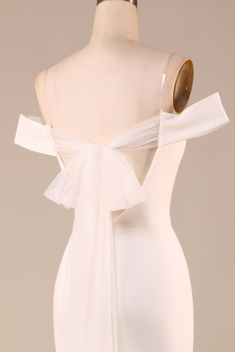 Load image into Gallery viewer, Mermaid Off The Shoulder Ivory Bridal Dress with Bownot