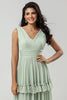 Load image into Gallery viewer, Tiered Dusty Sage Bridesmaid Dress with Bow