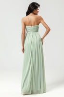 Load image into Gallery viewer, Strapless Sleeveless Dusty Sage Bridesmaid Dress with Ruffles