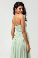 Load image into Gallery viewer, Strapless Sleeveless Dusty Sage Bridesmaid Dress with Ruffles
