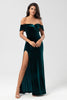 Load image into Gallery viewer, Off The Shoulder Peacock Bridesmaid Dress with Slit