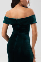 Load image into Gallery viewer, Off The Shoulder Peacock Bridesmaid Dress with Slit