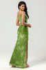 Load image into Gallery viewer, One Shoulder Velvet Olive Bridesmaid Dress with Slit