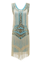 Load image into Gallery viewer, Champagne Gatsby 1920s Dress with Sequins and Tassels
