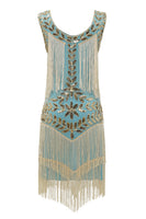 Load image into Gallery viewer, Champagne Gatsby 1920s Dress with Sequins and Tassels