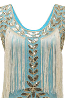 Load image into Gallery viewer, Champagne Gatsby 1920s Dress with Sequins and Tassels