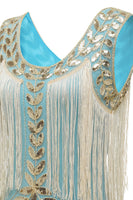 Load image into Gallery viewer, Champagne Gatsby 1920s Dress with Sequins and Tassels