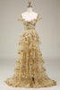 Load image into Gallery viewer, A-Line Off the Shoulder Black Long Prom Dress with Appliques