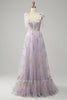 Load image into Gallery viewer, A-Line Spaghetti Straps Grey Blue Long Prom Dress with Embroidery