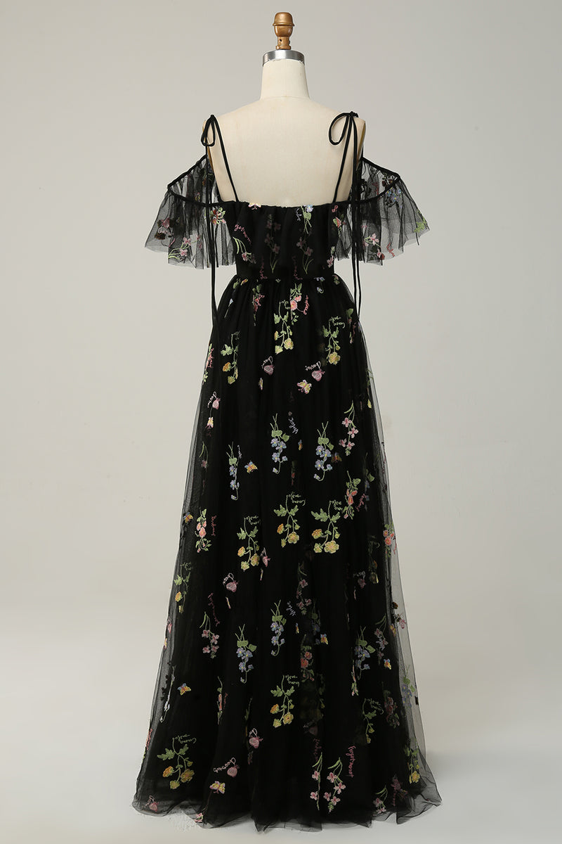 Load image into Gallery viewer, A-Line Spaghetti Straps Lavender Long Prom Dress with Embroidery