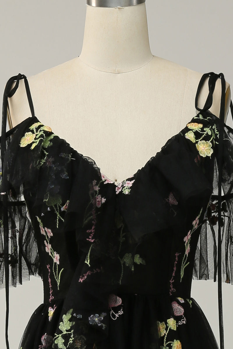 Load image into Gallery viewer, A-Line Spaghetti Straps Green Long Prom Dress with Embroidery