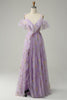 Load image into Gallery viewer, A-Line Spaghetti Straps Lavender Long Prom Dress with Embroidery