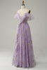 Load image into Gallery viewer, A-Line Spaghetti Straps Lavender Long Prom Dress with Embroidery