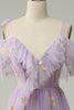 Load image into Gallery viewer, A-Line Spaghetti Straps Lavender Long Prom Dress with Embroidery