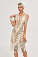 Load image into Gallery viewer, Green Sheath Off the Shoulder Sequins 1920s Dress With Tassels