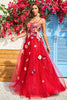 Load image into Gallery viewer, Tulle Spaghetti Straps Burgundy Long Prom Dress with Embroidery