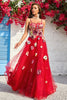 Load image into Gallery viewer, Spaghetti Straps Burgundy Ball Gown Dress with Embroidery
