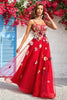 Load image into Gallery viewer, Spaghetti Straps Burgundy Ball Gown Dress with Embroidery