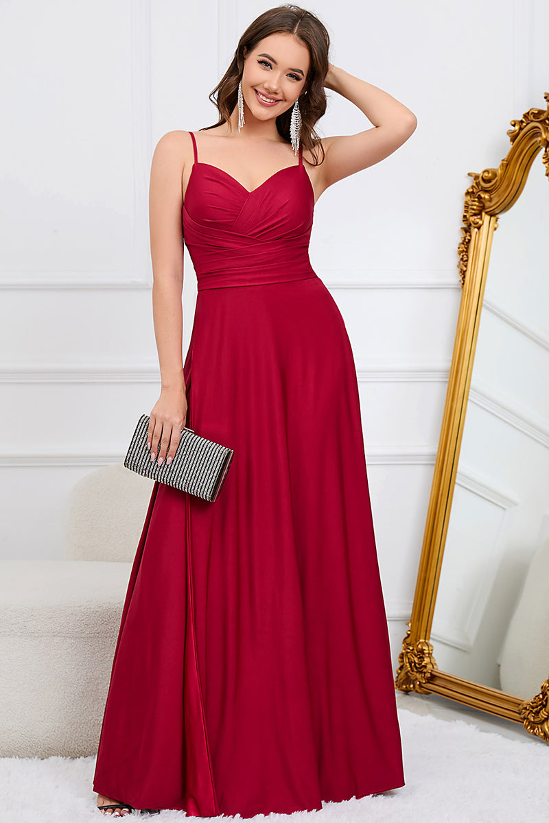 Load image into Gallery viewer, Spaghetti Straps Dark Green Long Prom Dress