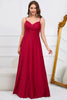Load image into Gallery viewer, Spaghetti Straps Dark Green Long Prom Dress with Slit