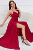 Load image into Gallery viewer, Spaghetti Straps Dark Green Long Prom Dress with Slit