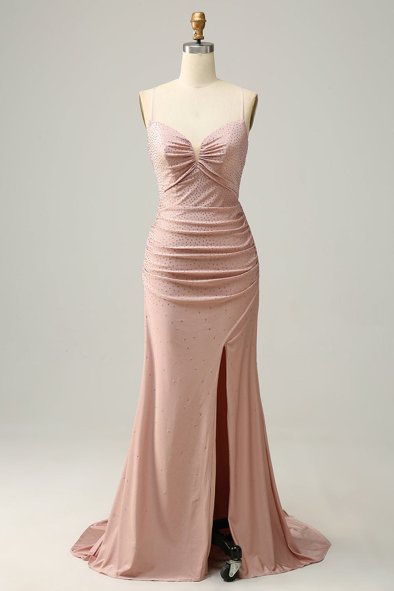 Load image into Gallery viewer, Sparkly V-Neck Royal Blue Long Prom Dress with Beading