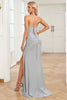 Load image into Gallery viewer, Mermaid Lace-Up Back Grey Long Prom Dress with Slit