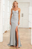 Load image into Gallery viewer, Mermaid Lace-Up Back Grey Long Prom Dress with Slit