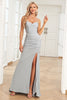 Load image into Gallery viewer, Mermaid Lace-Up Back Grey Long Prom Dress with Slit