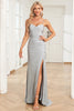 Load image into Gallery viewer, Mermaid Lace-Up Back Grey Long Prom Dress with Slit