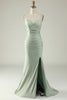 Load image into Gallery viewer, Mermaid Lace-Up Back Grey Long Prom Dress with Slit